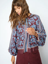 Load image into Gallery viewer, Mos Mosh Milkey Linocut Blouse in Port Royale
