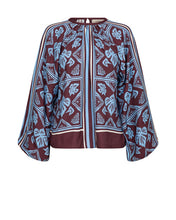 Load image into Gallery viewer, Mos Mosh Milkey Linocut Blouse in Port Royale
