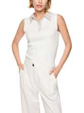Load image into Gallery viewer, MarcCain Ribbed Top with Chain Logo Print in Off-White
