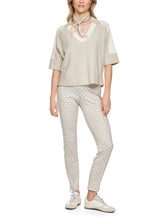 Load image into Gallery viewer, MarcCain 2-Tone V-Neck Sweater in Beige/White
