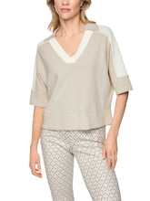 Load image into Gallery viewer, MarcCain 2-Tone V-Neck Sweater in Beige/White
