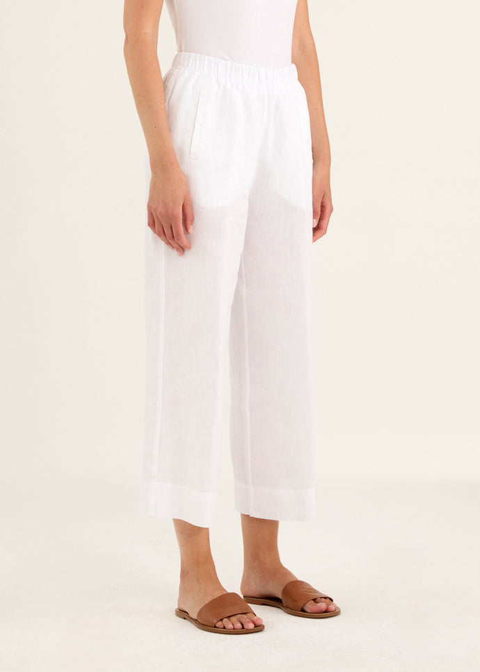 Rosso35 Garment-Dyed Elasticated Wide-Leg trousers in White