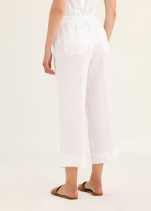 Rosso35 Garment-Dyed Elasticated Wide-Leg trousers in White