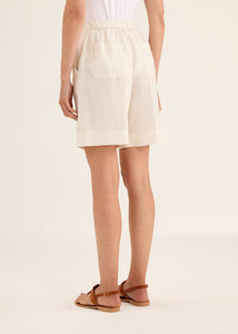 Rosso35 Garment-Dyed Half-Elasticated Bermuda Shorts in Beige