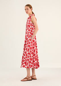 Rosso35 Long Printed Sleeveless Dress in Red