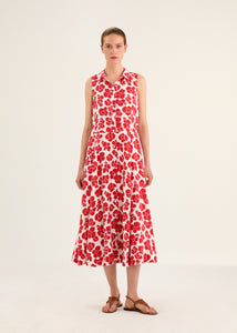 Rosso35 Long Printed Sleeveless Dress in Red