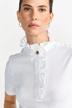 Load image into Gallery viewer, Rich &amp; Royal T-Shirt with Ruffled Collar in White
