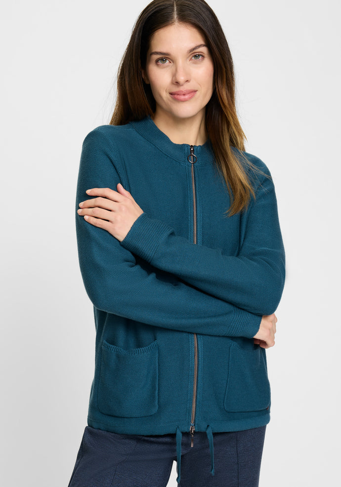 Olsen Long Sleeve Cardigan in Midnight Teal