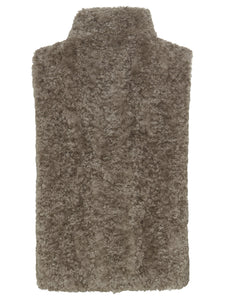 Olsen Fur Gilet in Dark Taupe