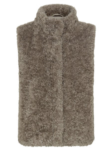 Olsen Fur Gilet in Dark Taupe