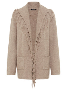 Olsen Long Sleeve Cardigan in Dark Taupe