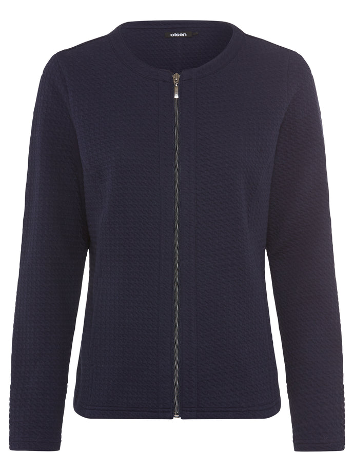 Olsen Long Sleeve Jersey Jacket in  Navy
