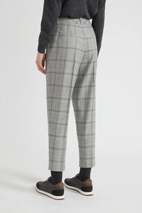 Peserico Check Flannel Trousers in Granite