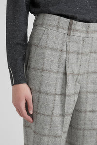 Peserico Check Flannel Trousers in Granite