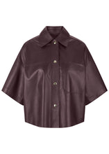 Load image into Gallery viewer, Riani Cropped Leather Jacket in Morello
