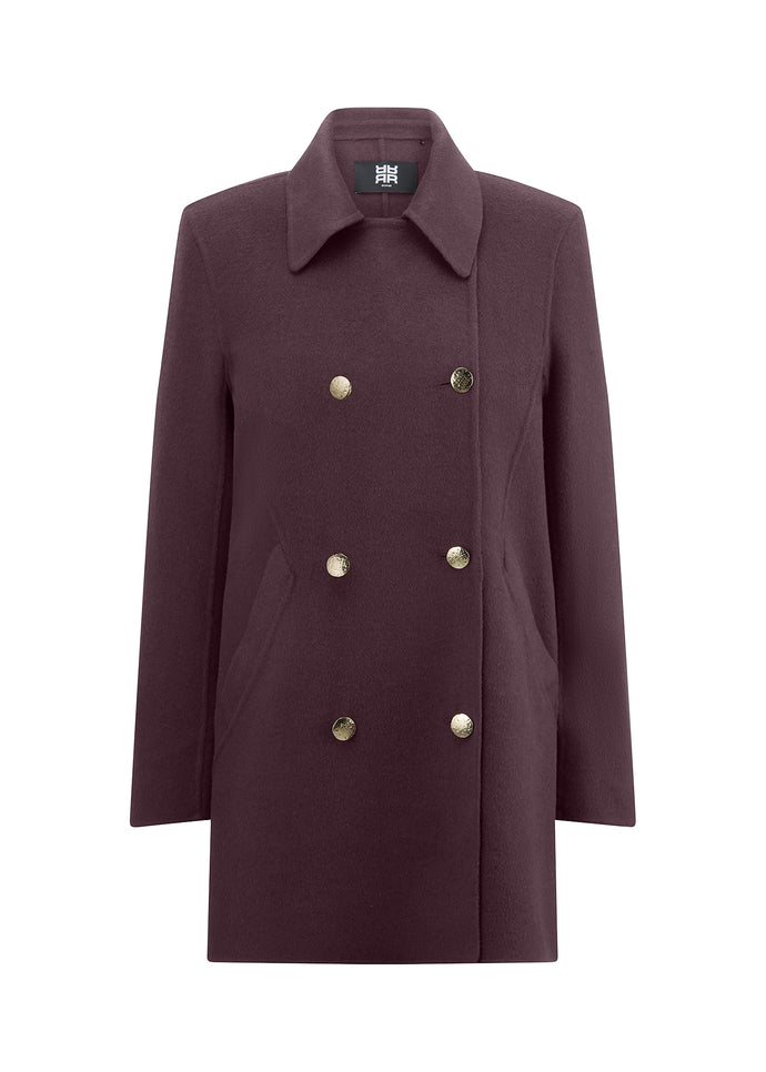 Riani Double-Breasted Coat in Morello