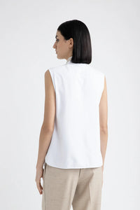 Peserico Jersey and Poplin Top in Pure White