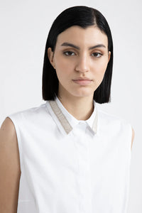 Peserico Jersey and Poplin Top in Pure White