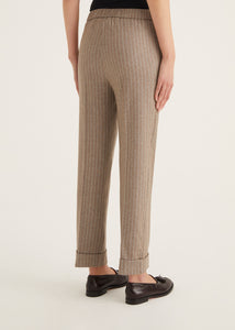 Rosso35 Trousers in Pin Stripe Beige