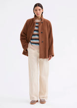 Load image into Gallery viewer, Rosso35 Alpaca caban with raglan sleeves and a stand-up collar in Chestnut
