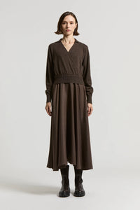 Peserico Tricot Blend Twill Dress in Chocolate