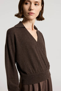 Peserico Tricot Blend Twill Dress in Chocolate