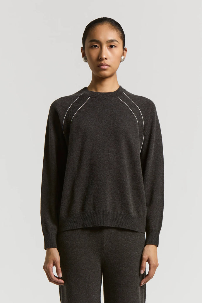 Peserico Jumper with Shoulder Detail in Ebony Brown