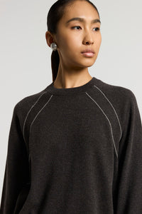 Peserico Jumper with Shoulder Detail in Ebony Brown