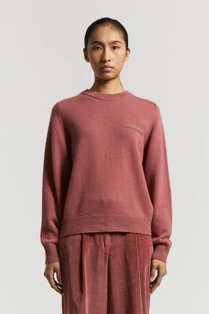 Peserico Crew-Neck Jumper in Blush Red