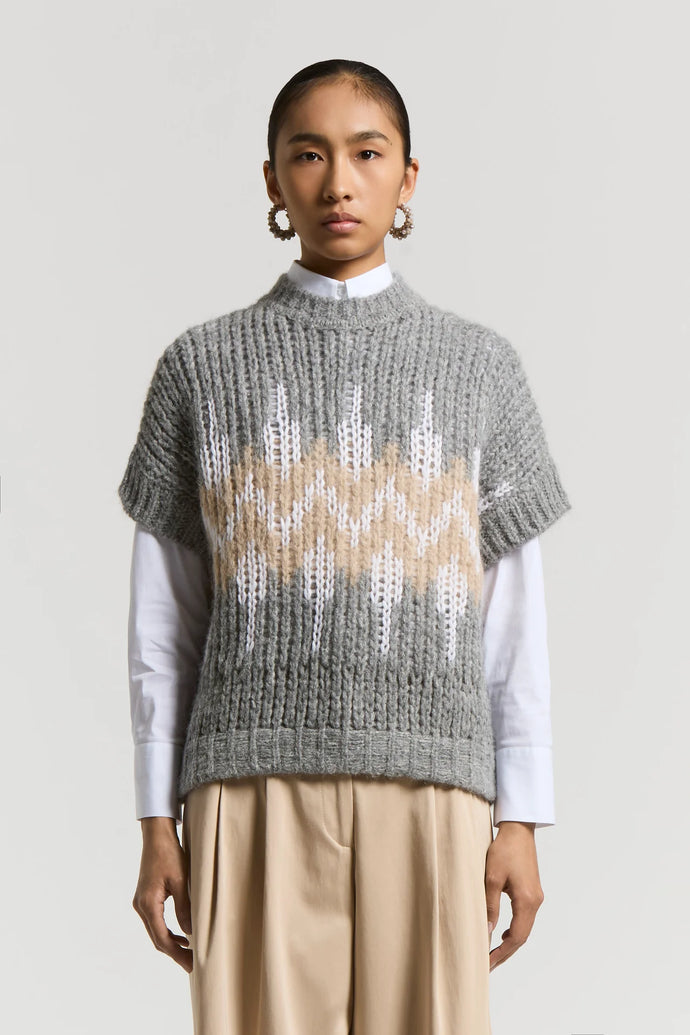 Peserico Sleeveless Alpaca-Blend Jumper with Norwegian Design