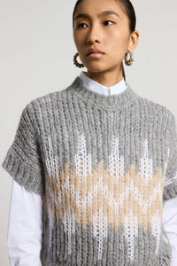 Peserico Sleeveless Alpaca-Blend Jumper with Norwegian Design