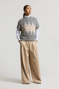 Peserico Sleeveless Alpaca-Blend Jumper with Norwegian Design