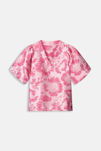 Pom Floral Jacquard Top in Pink