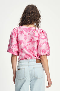 Pom Floral Jacquard Top in Pink