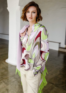 Herzen's Shawl in Lavender and Lime