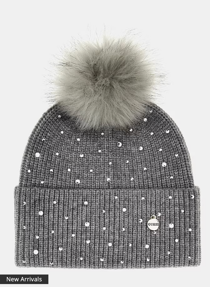 Guess Rhinestone Beanie in Grey