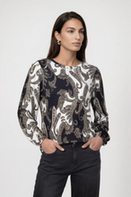 Load image into Gallery viewer, Monari Paisley Sweatshirt in Black/Green Pattern
