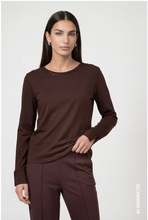Load image into Gallery viewer, Monari Long-sleeved shirt with rhinestone details in Black Coffee
