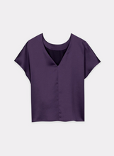 Load image into Gallery viewer, Luisa Cerano Short-sleeved blouse in Plum
