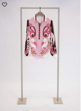 Load image into Gallery viewer, Herzen Shirt Collar Blouse in Burgundy Print
