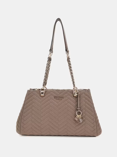 Guess Anning Quilted Shopper in Dark Taupe