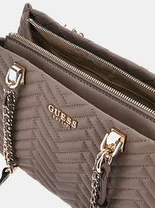 Guess Anning Quilted Shopper in Dark Taupe