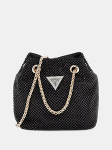 Guess Sofia Rhinestone Mini Bucket Bag in Black