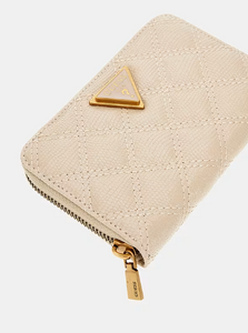 Guess Giully Quilted Mini Wallet in Almond