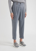 Load image into Gallery viewer, Peserico Cotton Gabardine Carrot Trousers in Granite
