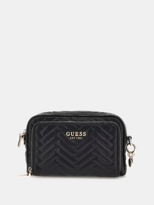 Guess Anning Quilted Mini Crossbody in Black