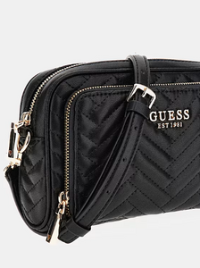 Guess Anning Quilted Mini Crossbody in Black