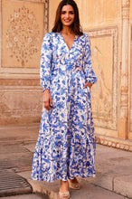 Load image into Gallery viewer, Aspiga Annie Hammered Satin Dress in Cream/Blue
