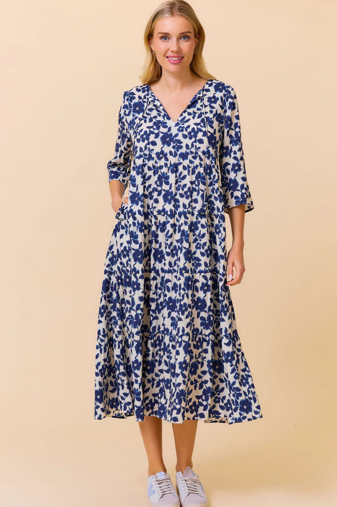 Aspiga Emma Midi Dress in Cream/Navy