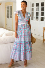 Load image into Gallery viewer, Aspiga Pippa Block Print Midi Dress in Blue
